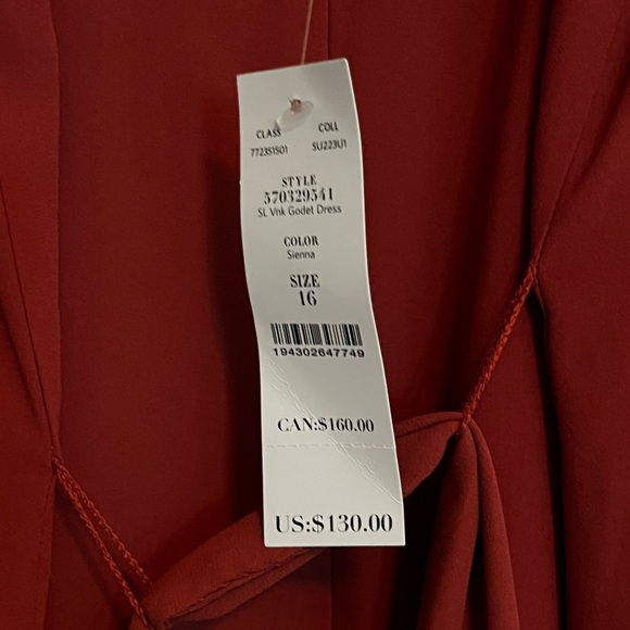 NWT White House Black Market Red High Low Slip Dress - Picture 3 of 5